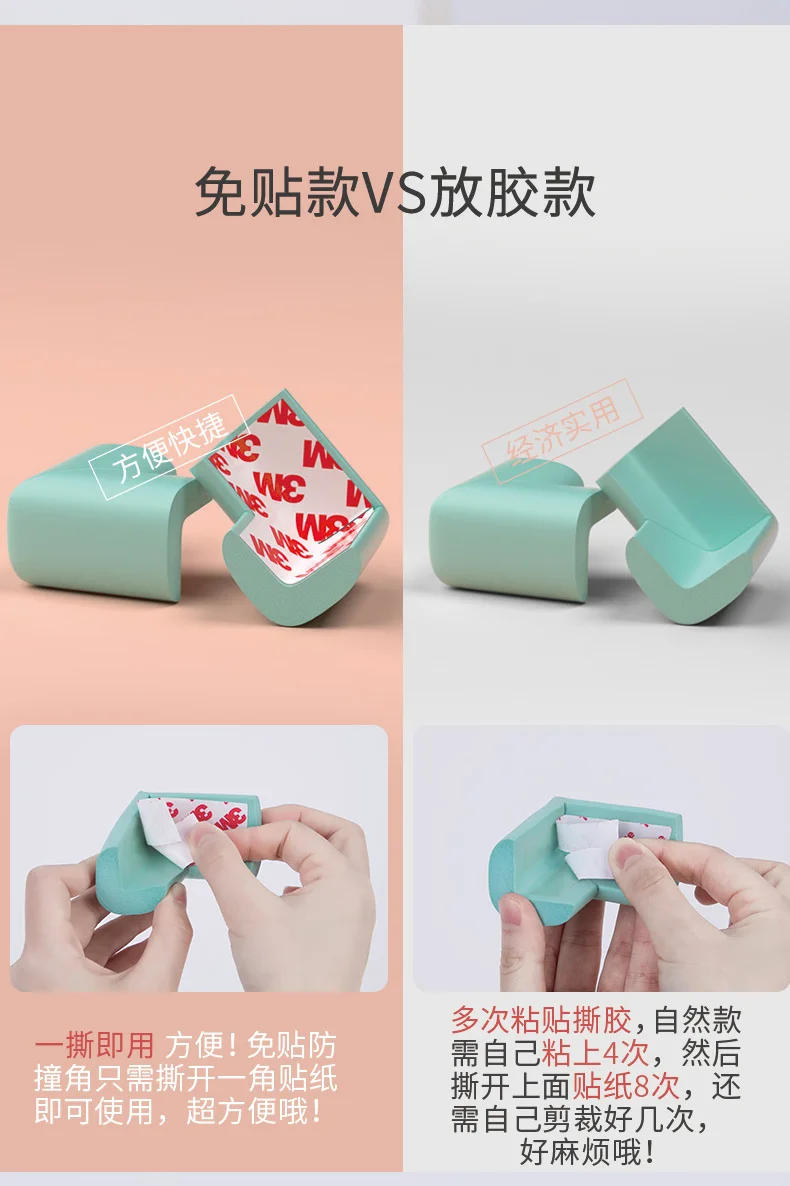 Description Picture 5 of item5/10Pcs Child Baby Safety Corner Furniture Protector Strip Soft Edge Corners Protection Guards Cover for Toddler Infant