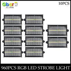 No Tax 10Pcs LED Strobe Light  960pcs DMX RGB Strobe Light With DMX-512 Auto Sound Led Stage Lights Disco LED FlashLight