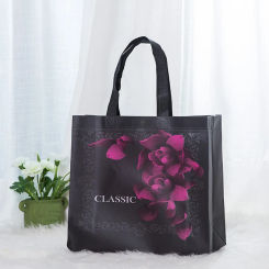 Fashion Shopping Bag Rose Flower Pattern Large Capacity Non-woven Portable Storage Bag For Women Reusable Foldable Handbag