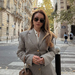 Elegant Plaid Print Lapel Jackets Women Slim Fit Single Breasted Long Sleeved Jacket Female 2025 Spring Chic Daily Streetwear