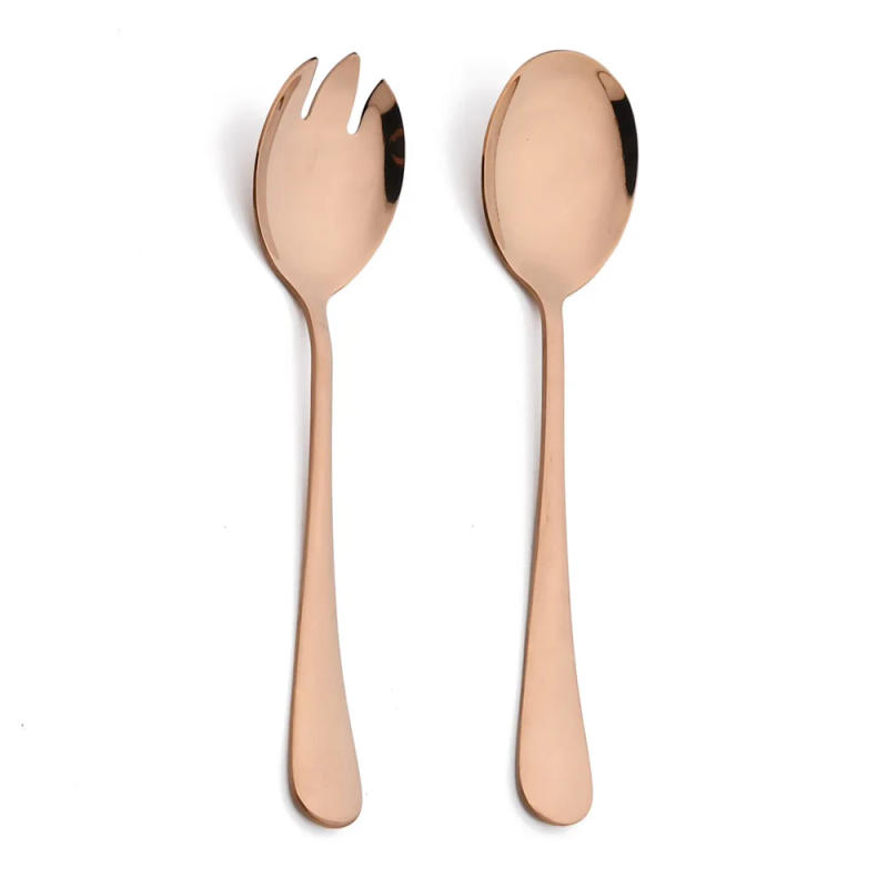 Description Picture 4 of item2Pcs Black Salad Spoon Fork Stainless Steel Salad Dessert Spoon Cutlery Set Serving Spoons Kitchen Utensils Accessorie Tableware