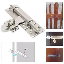 Brand New Door Bolt Latch Lock Security Silver Stainless Steel 1 Pcs 4inch/6inch/8inch Anti-Theft For Cupboard