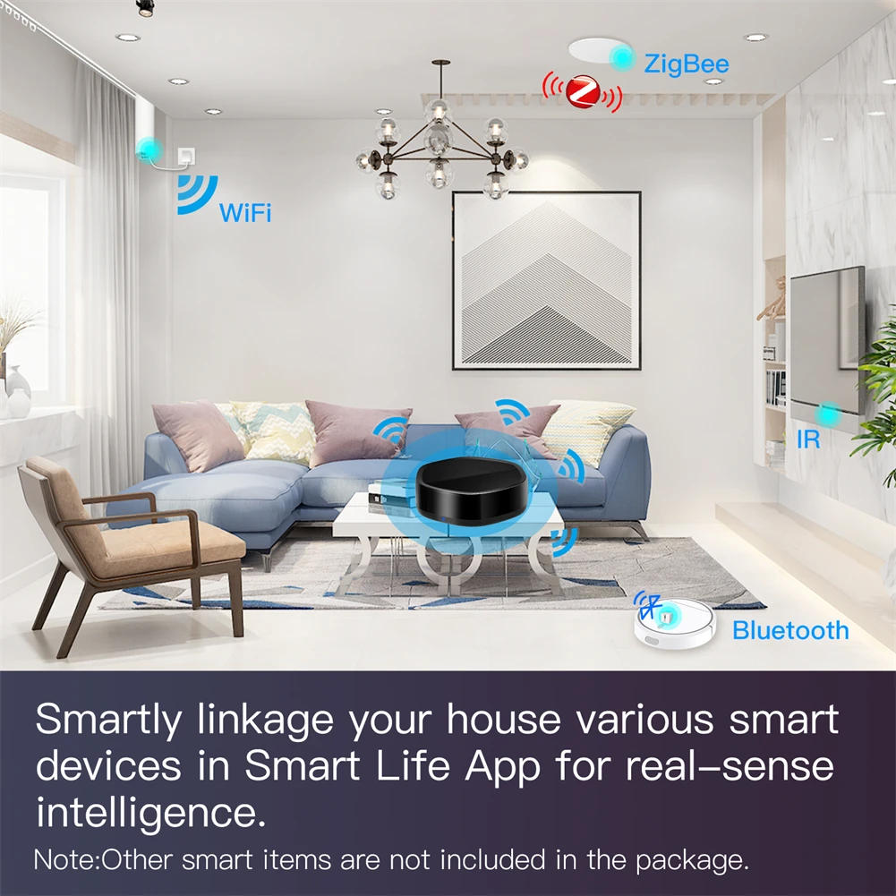 Description Picture 6 of itemTuya Smart Home WiFi 2 in 1 Wireless Multi-function BLE Mesh+ZigBee Gateway with 38K IR Remote Controller via Alexa Google Home