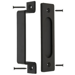 NONE 9.7" Barn Door Pull Handle Black Steel Hardware for Sliding Door Gate Cabinet Closet Drawer Garage Shed, Rustic Style