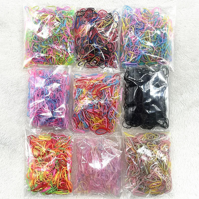 Description Picture 2 of item500pcs Colourful Rubber Ring Disposable Elastic Hair Bands Ponytail Holder Rubber Band Scrunchies Kids DIY Hair Accessories