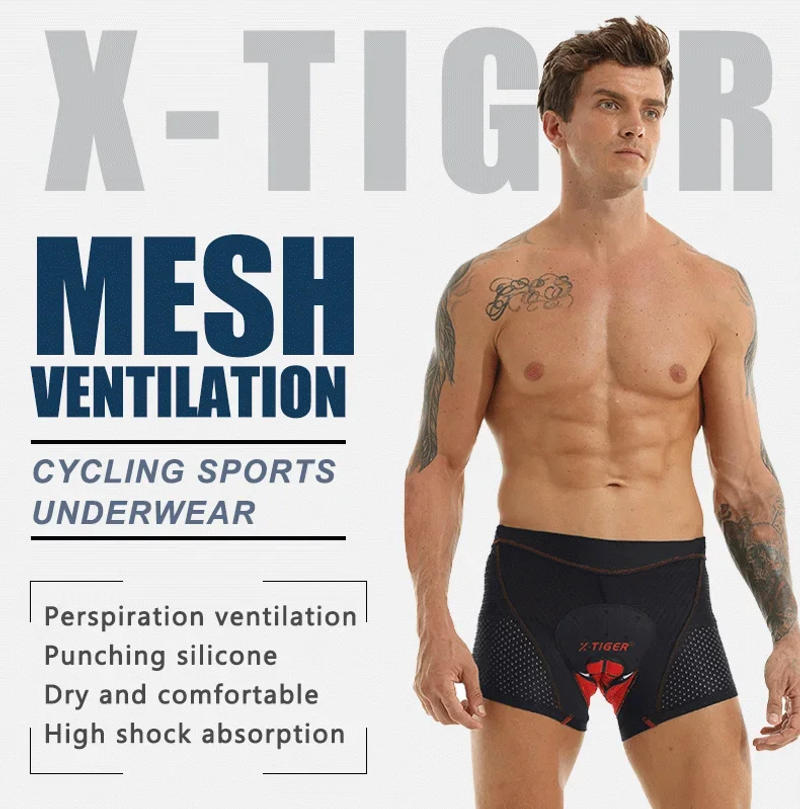 Description Picture 2 of itemX-TIGER Cycling Shorts Breathable Mesh Cycling Underwear 5D Gel Pad Shockproof MTB Bike Shorts Men Shorts
