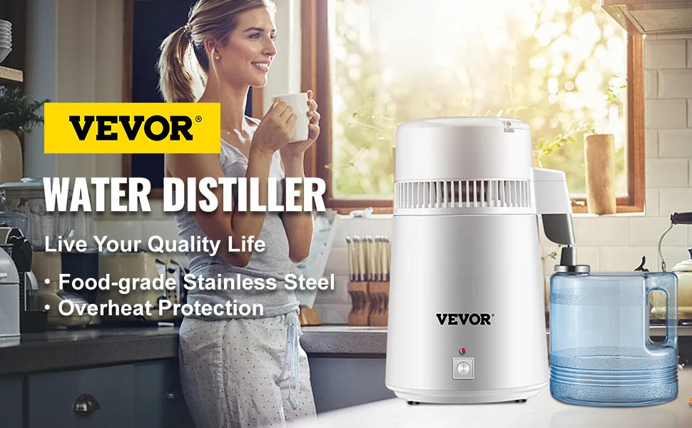 Description Picture 3 of itemVEVOR Water Distiller 4L Purifier Filter Dispenser Heating Drinking Bottle Softener 304 Stainless Steel Home Appliance for Offic