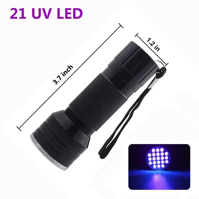 Description Picture 5 of item51LED 395nM UV Ultra Violet Flashlight Blacklight Torch Light Camping Lamp Supplies edc Fishing High Power Flashlight Lantern