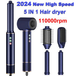 5 in 1 110000rpm Professinal Leafless Negative Ion Hair Dryer High Speed Blow Dryer Hot Air Brush  Automatic Hair Curling Iron