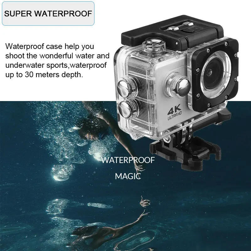 Description Picture 2 of itemUltra HD 4K Action Camera 30fps/170D Underwater Helmet Waterproof 2.0-inch Screen WiFi Remote Control Sports go Video Camera Pro
