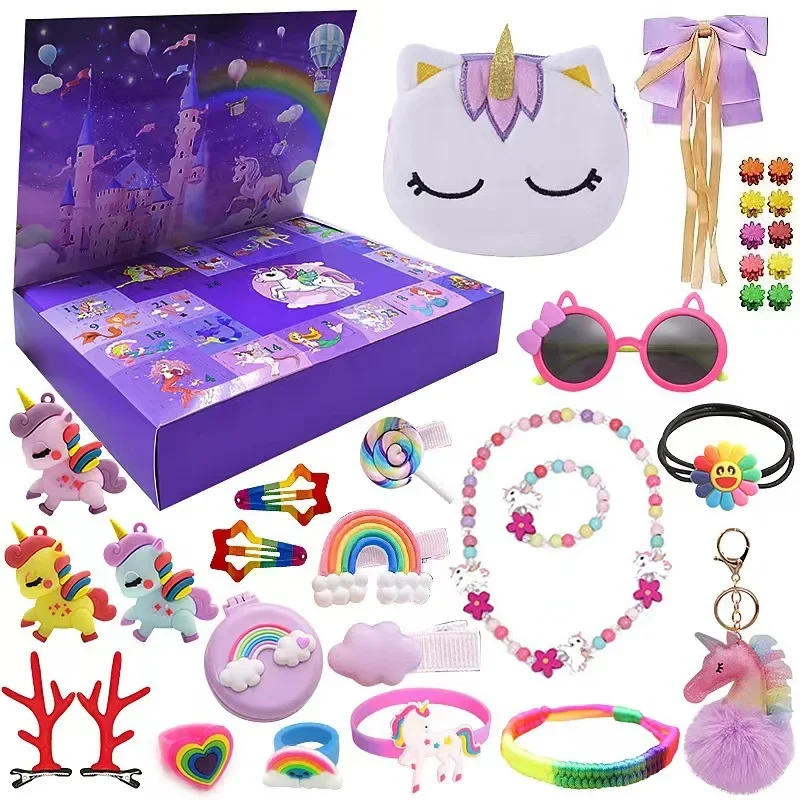 Description Picture 6 of item2025 Christmas Advent Calendar Box Kids Princess Pretend Makeup Set Jewelry Gift Box 24 Days Countdown Calendar Xmas Kids Gift