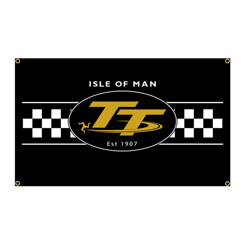 Description Picture 2 of item90x150cm TT Isle of Man Motorcycle Flag Polyester Printed Garage or Outdoor Decoration Banner Tapestry