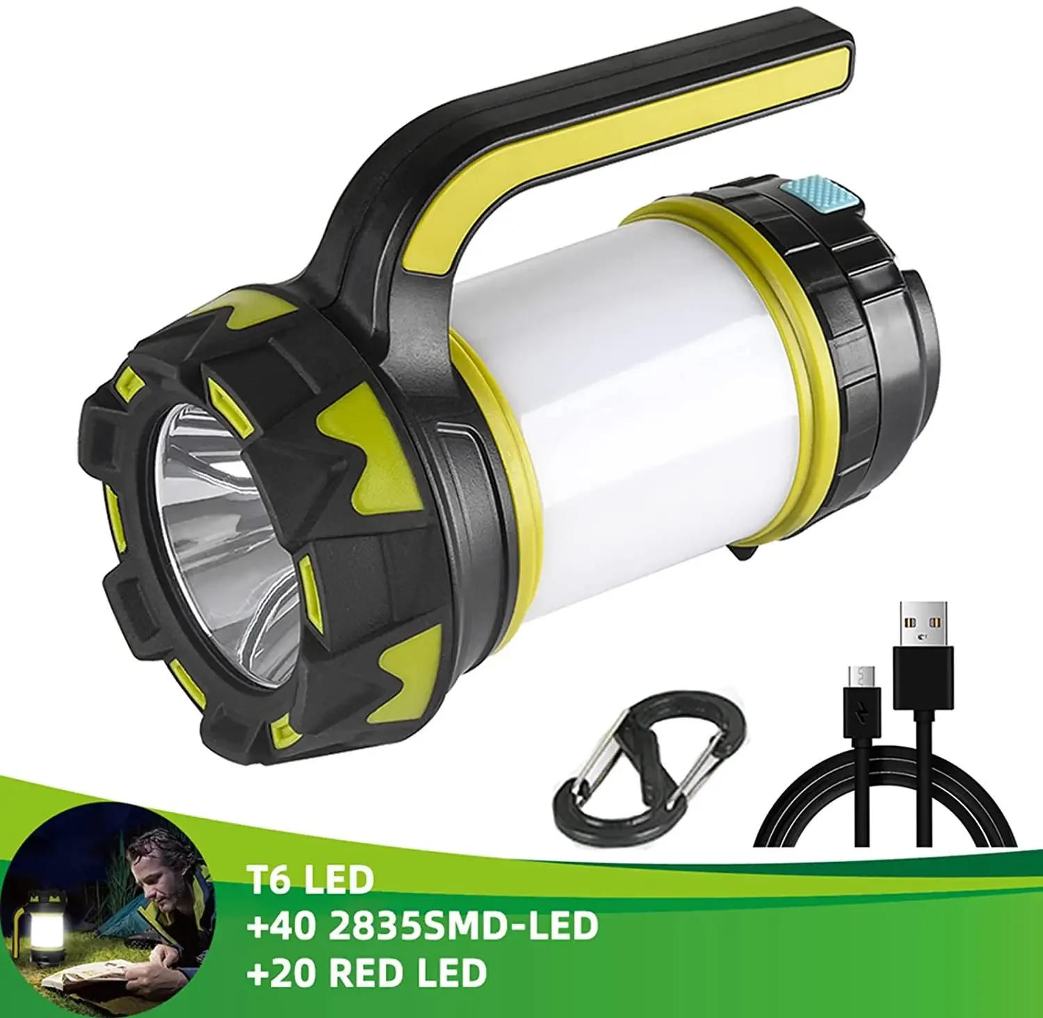 Description Picture 4 of itemLED Outdoor Portable Light Multi-function Strong Light Flashlight Camping Emergency Portable Hand Lamp USB Charging