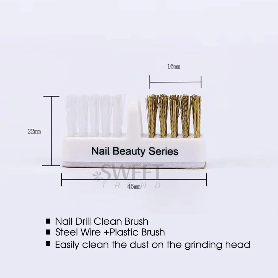 Description Picture 3 of item1pcs Electric Nail Grinding Head Cleaning Brush Portable Manicure Drills Bits Cleanser Dual Copper Wire Brush Clean Tools