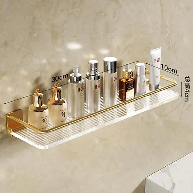 Description Picture 4 of itemLight Luxury Acrylic Bathroom Shelf No-Punch Wall Mounted Storage Rack with Towel Rack for Bathroom, Kitchen, Bedroom