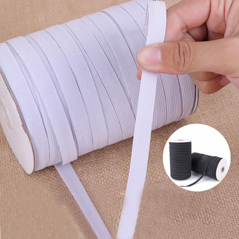 Description Picture 2 of item30/90/180meters Elastic Bands White and Black 6/8/10/12/15/20mm Polyester Elastic Bands for Clothes Garment Sewing Accessories