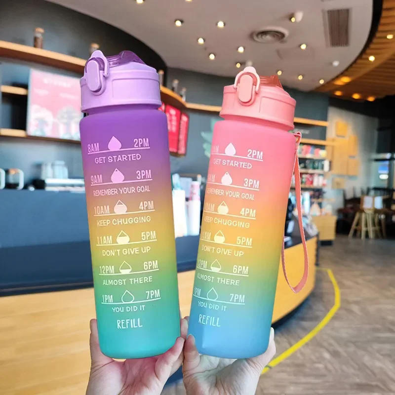 Description Picture 4 of item900ml Water Bottle Motivational Sport Water Bottle Leakproof Drinking Bottles Outdoor Sports Travel Kettle Drinking Water Bottle