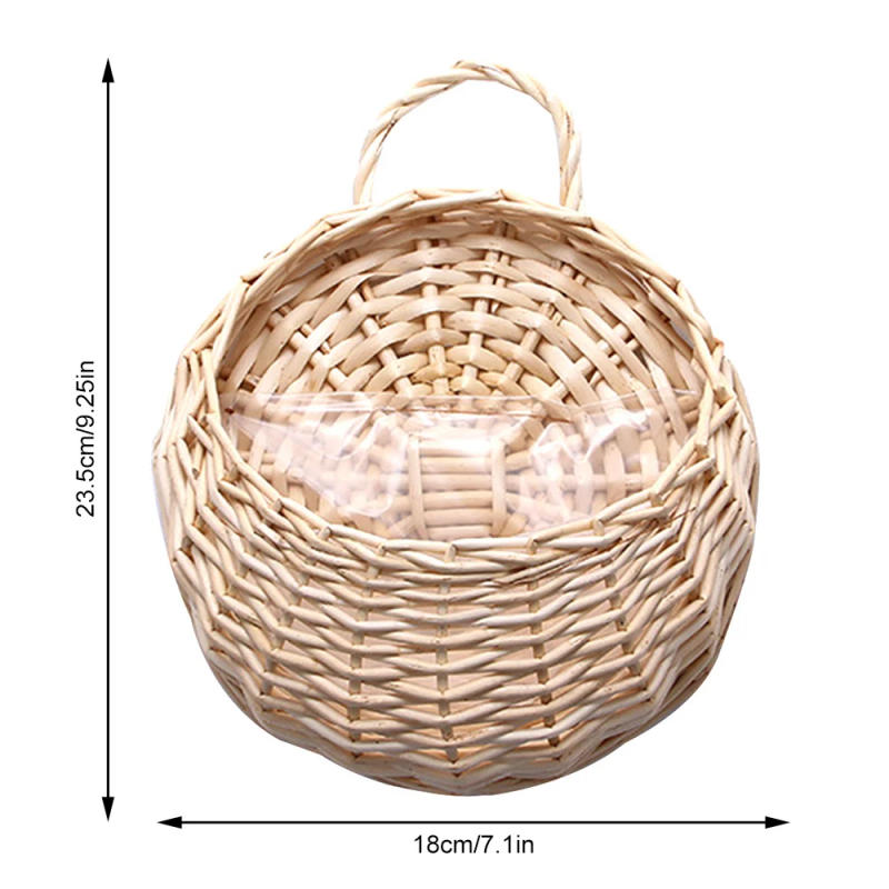 Description Picture 5 of itemWall Mount Rattan Basket Handmade Wicker Flower Pot Hanging Woven Vase Baskets Cachepot For Garden Balcony Home Decor