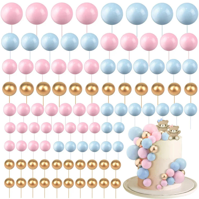 Description Picture 2 of item108Pcs Balls Cake Topper Balloons Cupcake Topper DIY Cake Insert Topper Foam Cake Balls Baking Decoration for Wedding Birthday