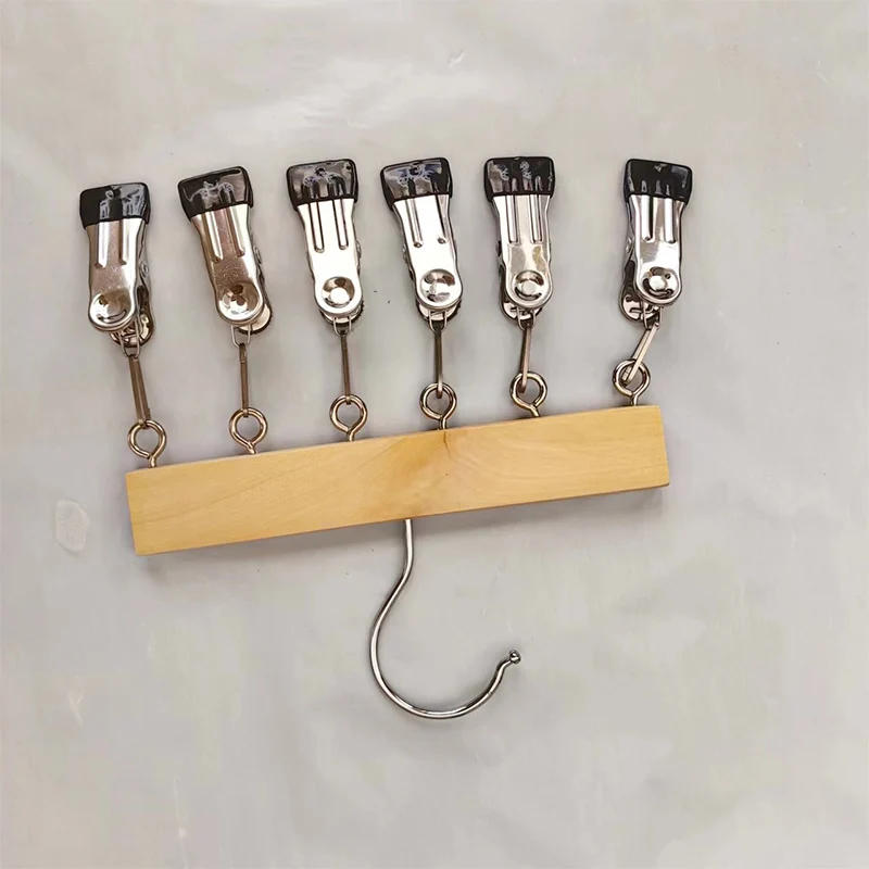 Description Picture 3 of item6/10 Clips Hat Holder,Household Multifunctional Organizer for Cap Socks Towel,Household Wooden Hats Hanger for Closet Storage