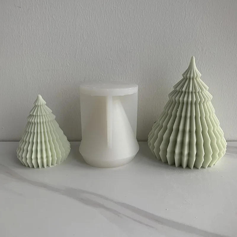 Description Picture 6 of itemOrigami Relief Christmas Tree Candle Silicone Mould DIY Conical Geometry Soap Gypsum Making Chocolate Mold Holiday Decor Gift