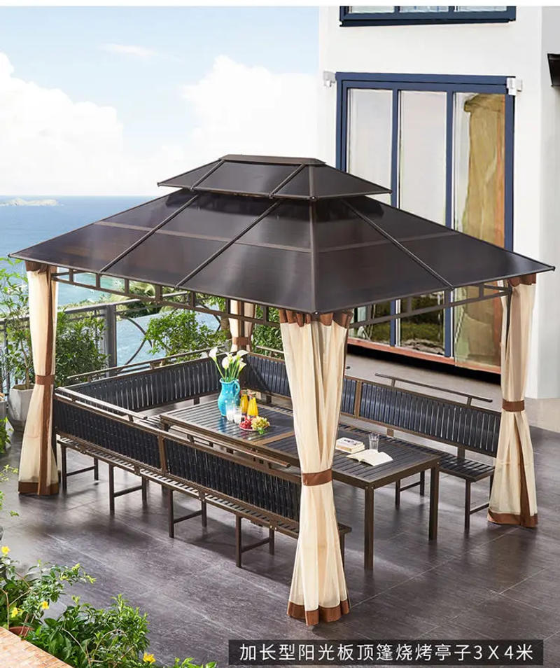 Description Picture 3 of itemOutdoor Pavilion Garden Courtyard Villa Tent Four-corner Pavilion Farmhouse Simple Sunshine Board Pavilion Outdoor Furniture