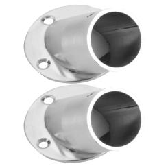 2 Pcs Angled Clothes Rail Shower Curtain Rod Closet Pole Holder Holders Flange Brackets 201 Stainless Steel End Support Ceiling