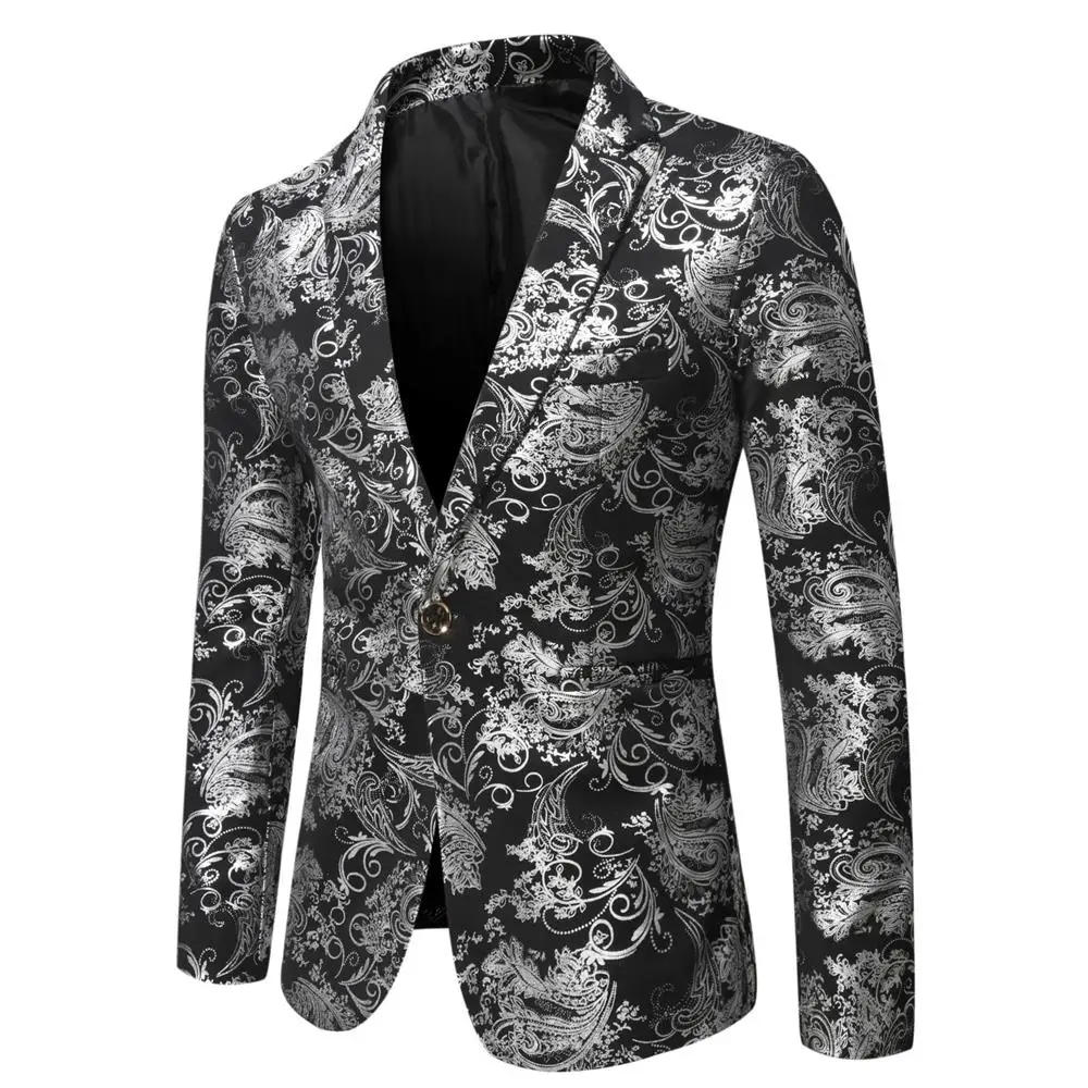 Description Picture 6 of item2023 Autumn New Men's Fashion Handsome All Fashion Business Slim Casual Silver Stage Show Suit Men Small Suit Jacket  M-3XL