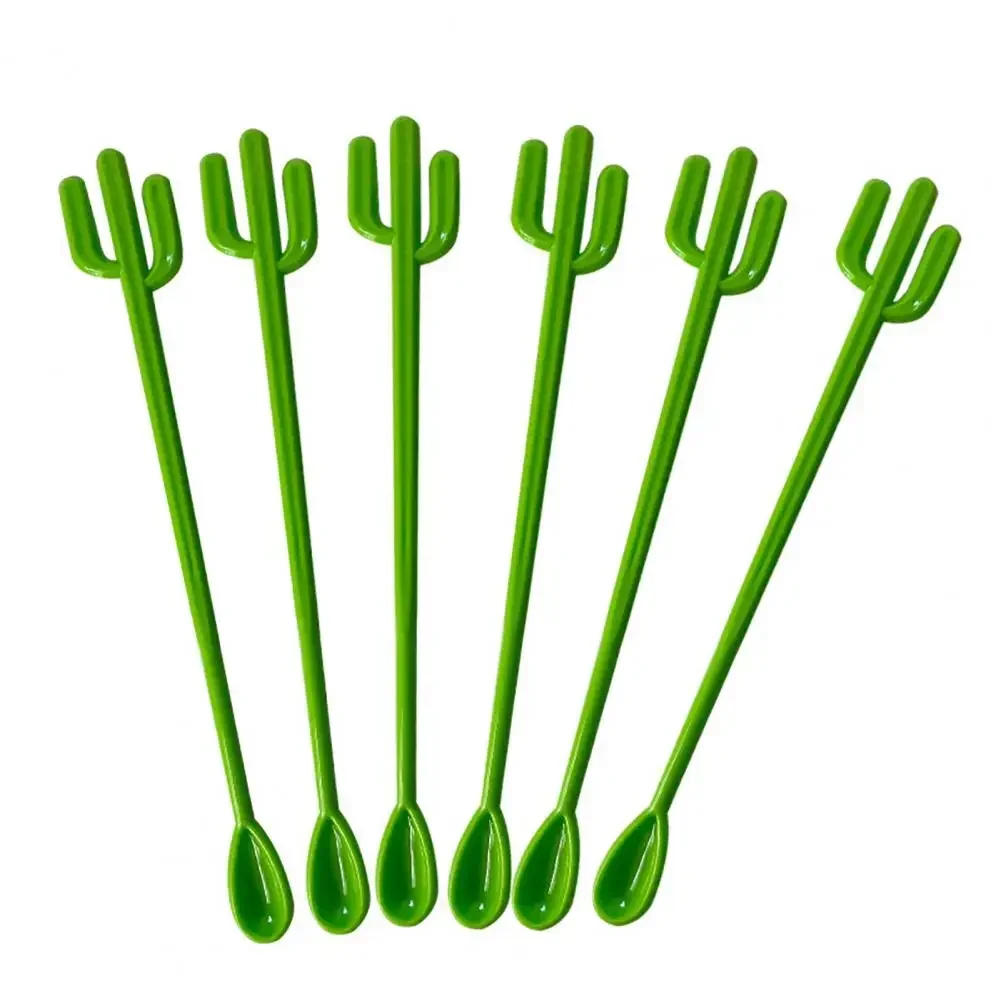 Description Picture 5 of item6PCS Cactus Stirring Stick Milk Tea Juice Ccoffee Long Handle Stirring Spoon Plastic Creative Fun Cocktail Swizzle Stick
