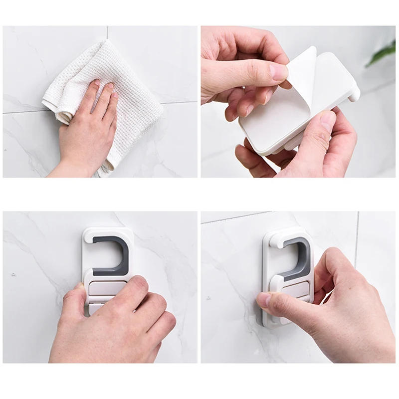 Description Picture 4 of itemWall Mount Broom Mop Clip Holder Self-adhesive Broom Brush Mop Hanger Organizer Rack Kitchen Bathroom Storage Multi-Purpose Hook