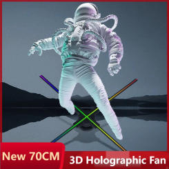 New 70CM Naked Eye 3D Holographic Fan Advertising Machine with 832 Beads WIFI Control LED Fan Suspension Imaging Projector Stand