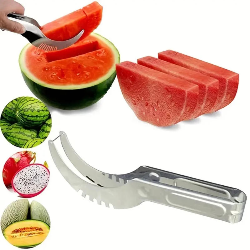 Description Picture 2 of itemWatermelon Artifact Slicing Knife Stainless Steel Knife Corer Fruit And Vegetable Tools Watermelon Clip kitchen Accessories
