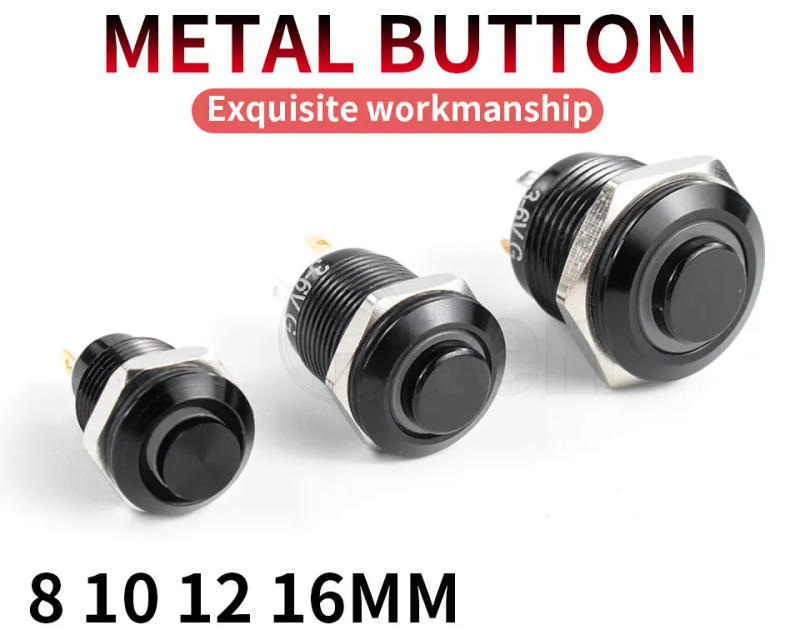 Description Picture 3 of item1NO High head small Waterproof Metal Push Button Switch LED Light Self-locking/reset 3/6/12/24/220V 8/10/12/16mm Oxidized black