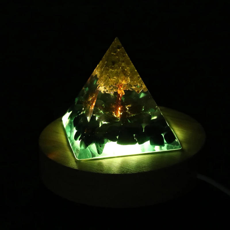 Description Picture 6 of itemWooden Luminous Lamp Base USB Portable Night Light Stand Holder Light Bases Crystal Energy Pyramid Accessories