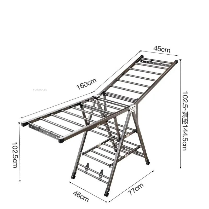 Description Picture 3 of itemOutdoor Balcony Folding Clothes Drying Racks Aluminum Alloy Indoor Quilt Drying Artifact Floor Multifunction Laundry Drying Rack