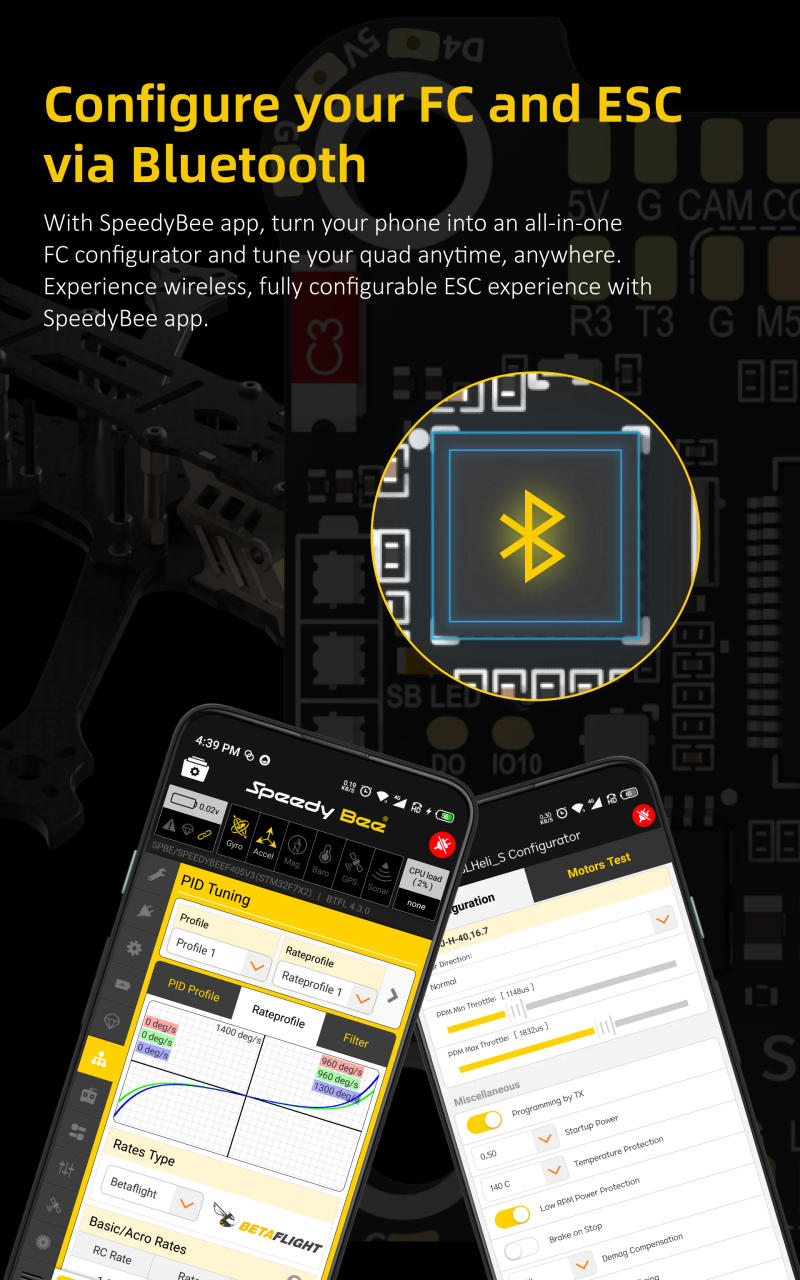 Description Picture 6 of itemSpeedybee F405 V3 50A Stack Fc Ecs Bmi270 30X30 Flight Controller Bls 4-In-1 Esc 3-6S Lipo For Rc Fpv Drone Runcam