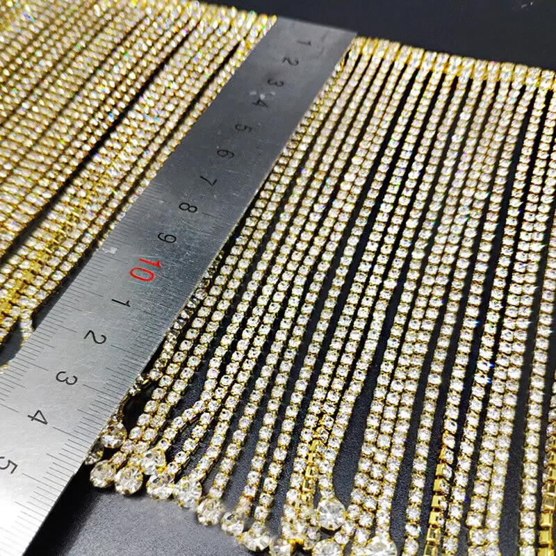 Description Picture 6 of itemRhinestone Fringe Trim Crystal Irregular Tassel Chain Applique Ribbon For Crafts Dress Jeans Accessories Clothing Diy Decoration