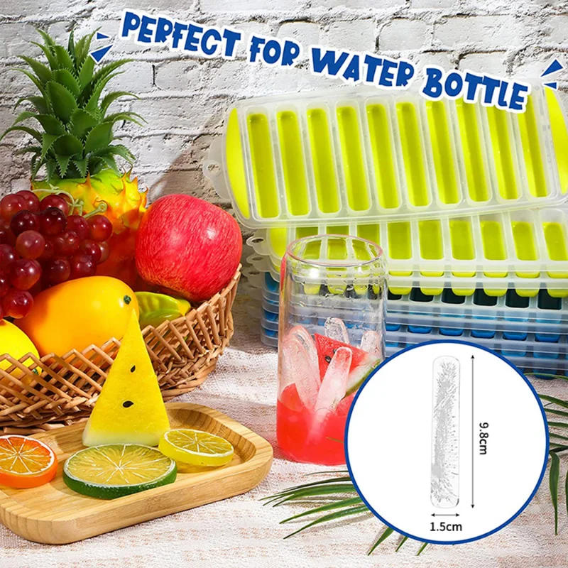 Description Picture 6 of itemPop Out Plastic Ice Cube Tray with Lid Reusable Ice Stick Tray Mold for Water and Sport Bottles BPA Free Ice Tube Making Trays