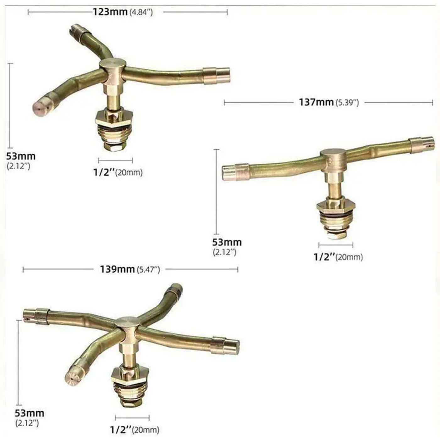 Description Picture 4 of item1PC 2/3/4 Arm Automatic Rotary Whirling Sprinkler Garden Lawn Irrigation Watering Nozzle Spray Rotating Brass Sprayer