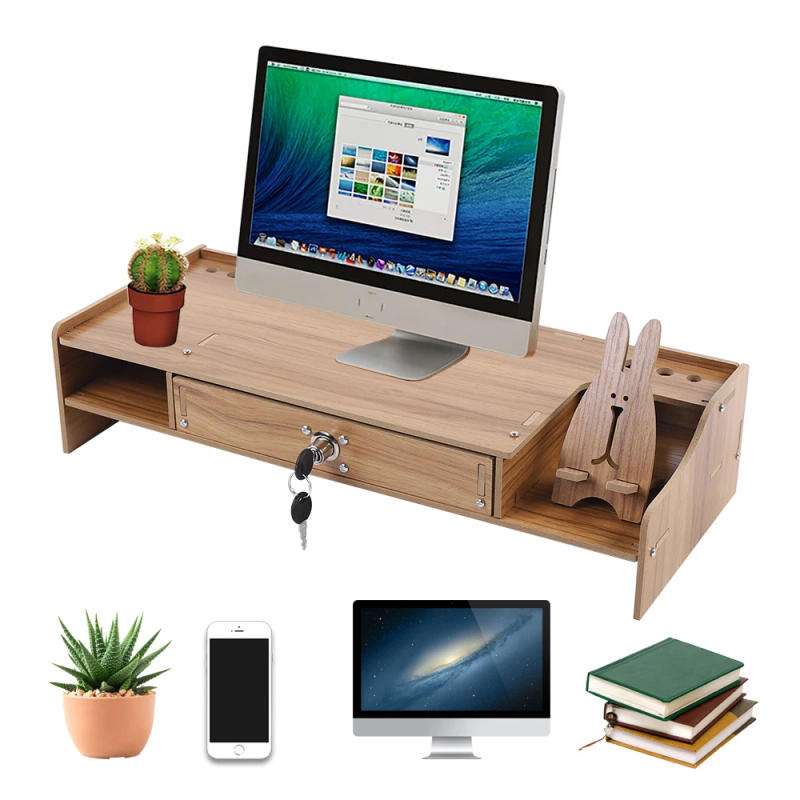 Description Picture 5 of itemWood Monitor Riser with Drawer Computer/Laptop/PC Stand for Desk Organizer Wooden Desk Organizer W/ Drawer File Storage Desk