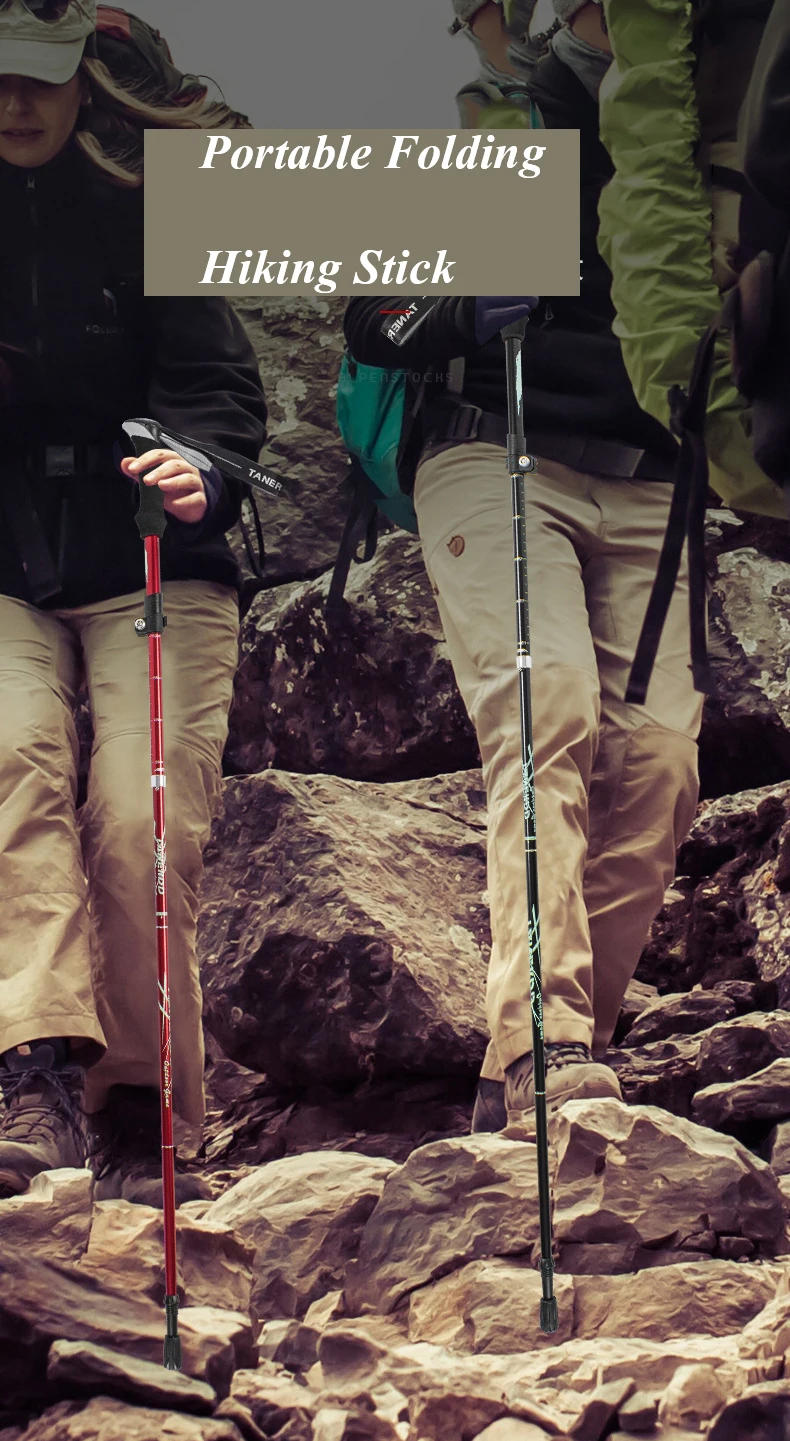 Description Picture 3 of item5 Section Telescopic Stick Walking Stick Aluminum Alloy Folding Cane Lightweight Outdoor Cane Hiking Walking Stick Adjustable