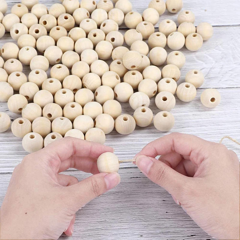 Description Picture 2 of itemWood Beads Natural Round Wooden Loose Beads Wood Spacer Beads for Craft Making Decorations and DIY Crafts 6/8/12/14/18/20/25/30