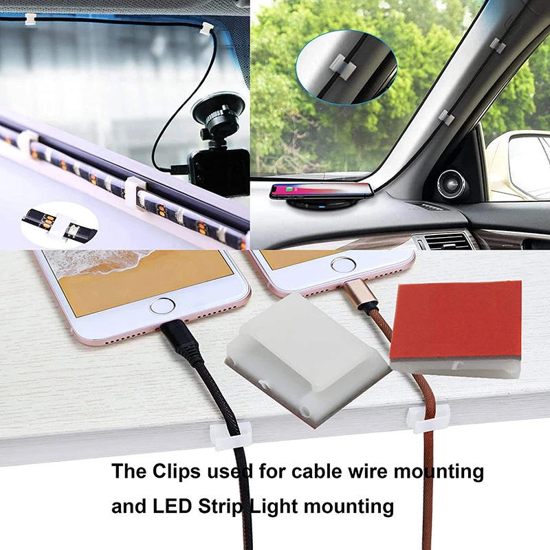 Description Picture 4 of item10pcs/30pcs/50pcs Self-adhesive Wire Bundle Holder Tie Mount Clip for10mm wide Fix LED Strip lights Connector Tie Mount Suitable