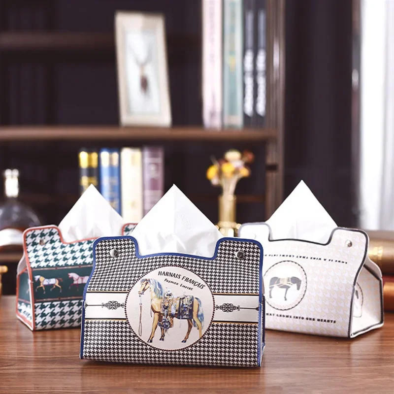 Description Picture 5 of itemPU Leather Tissue Box European Retro Style Waterproof Napkin Holder Bathroom Car Living Room Coffee Table Universal Storage Box