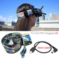Head Strap Fit For DJI FPV Goggles V2 Adjustable Length Buckle Power Cable Resistant Sweat Absorption Travel Drone Spare Parts