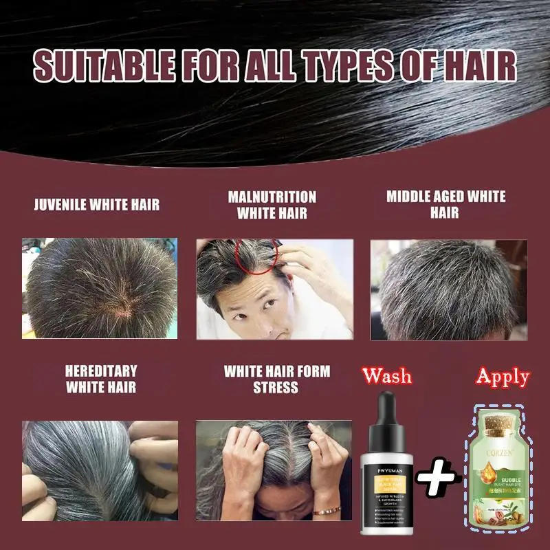 Description Picture 6 of itemWhite Hair Treatment Essence Repairs Natural Color Prevents Gray Hair Shampoos  Anti Loss Hair Rgrowth Men Women Care Products