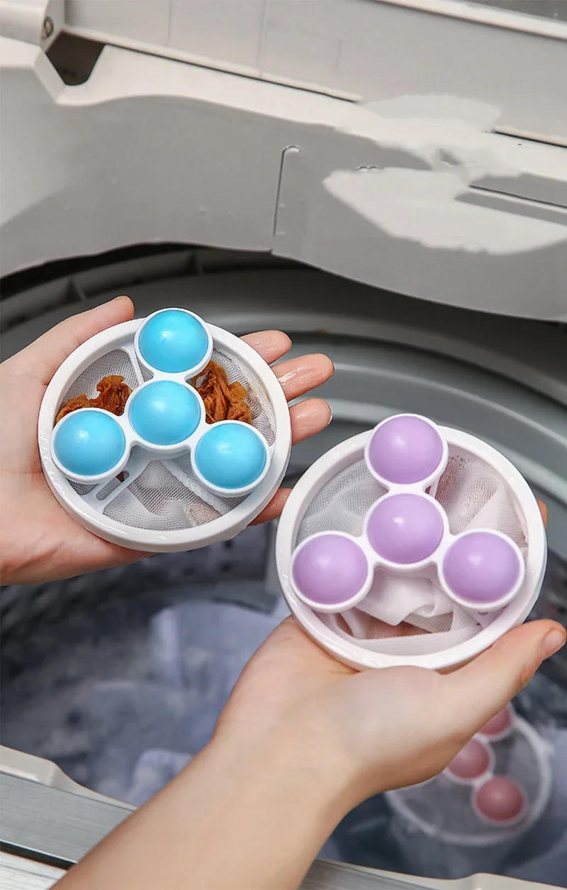 Description Picture 2 of itemWashing Machine Hair Filter Floating Pet Fur Lint Hair Removal Catcher Reusable Mesh Dirty Collection Pouch Cleaning Balls