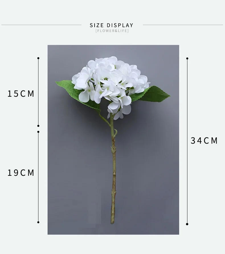 Description Picture 2 of itemBlue Real Touch Artificial Latex Hydrangea Wedding Bouquet Photography Props Home Garden Simulation Green Plant Decoration