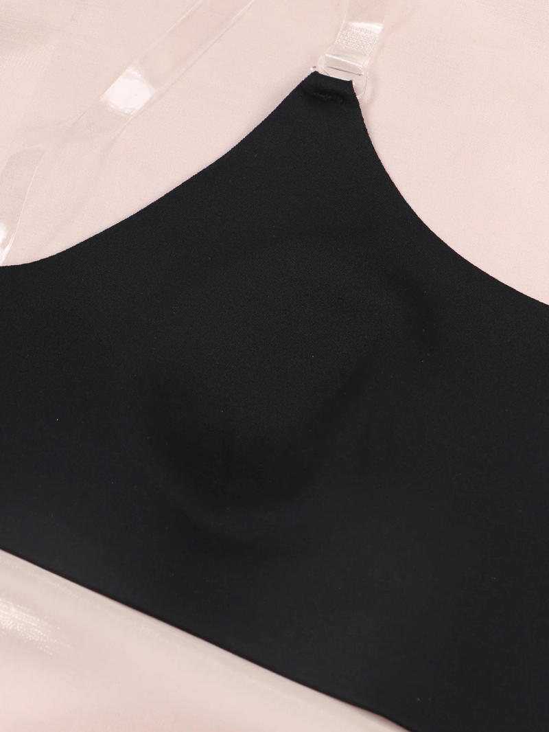 Description Picture 6 of itemWomen's Comfortable Solid Black/Beige Colors Backless Transparent Shoulder Strap Bra