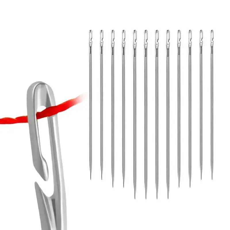 Description Picture 4 of item12Pcs Side Hole Blind Sewing Needles Stainless Steel Elderly Self Threading Needles 3 Sizes Stitching Pin DIY Hand Sewing Needle